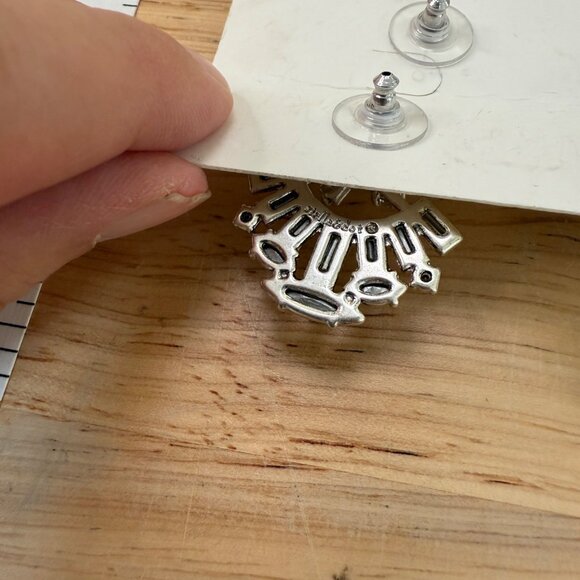 Stella & Dot Starburst Convertible Earrings With Pearl Studs & Rhinestone Jacket - Picture 6 of 8